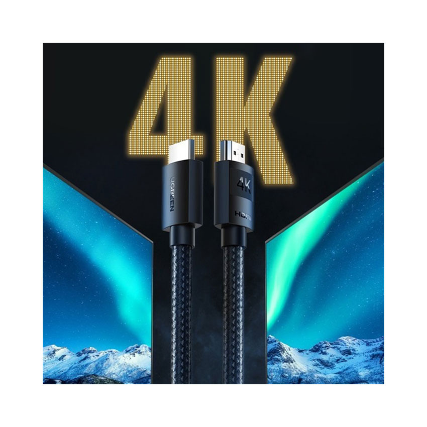 Cáp HDMI 2.0 Dài 2M Ugreen 40101 bọc Nylon Hỗ Trợ 4K@60Hz+ARC