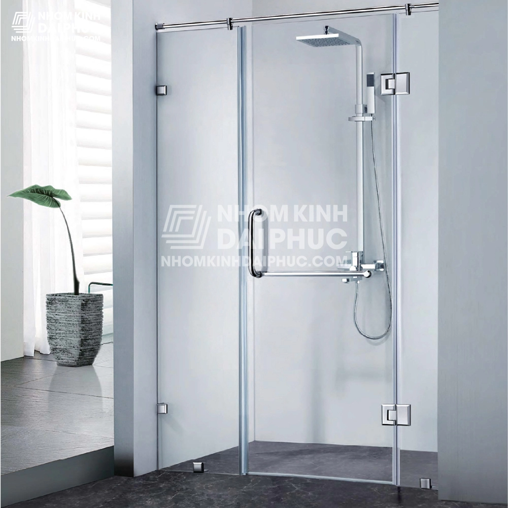Phòng tắm kính cường lực cửa quay 90 độ 700,000 đ/m²