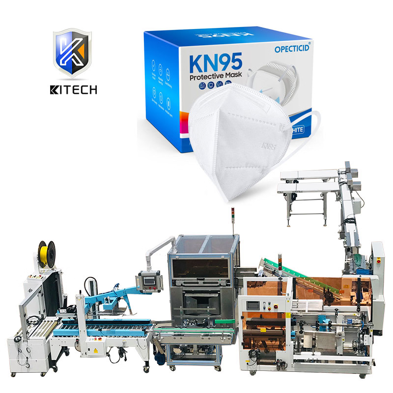 Máy đóng gói hộp khẩu trang y tế phẫu thuật dùng một lần hoàn toàn tự động Kitech Máy đóng gói khẩu trang KN95