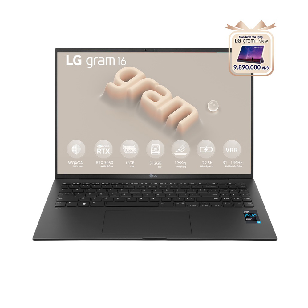 Laptop LG Gram 2023 16Z90R-E.AH75A5 (Intel Core I7-1360P | 16GB | 512GB | RTX3050 4GB | 16-inch WQXGA | Win 11 | Đen)