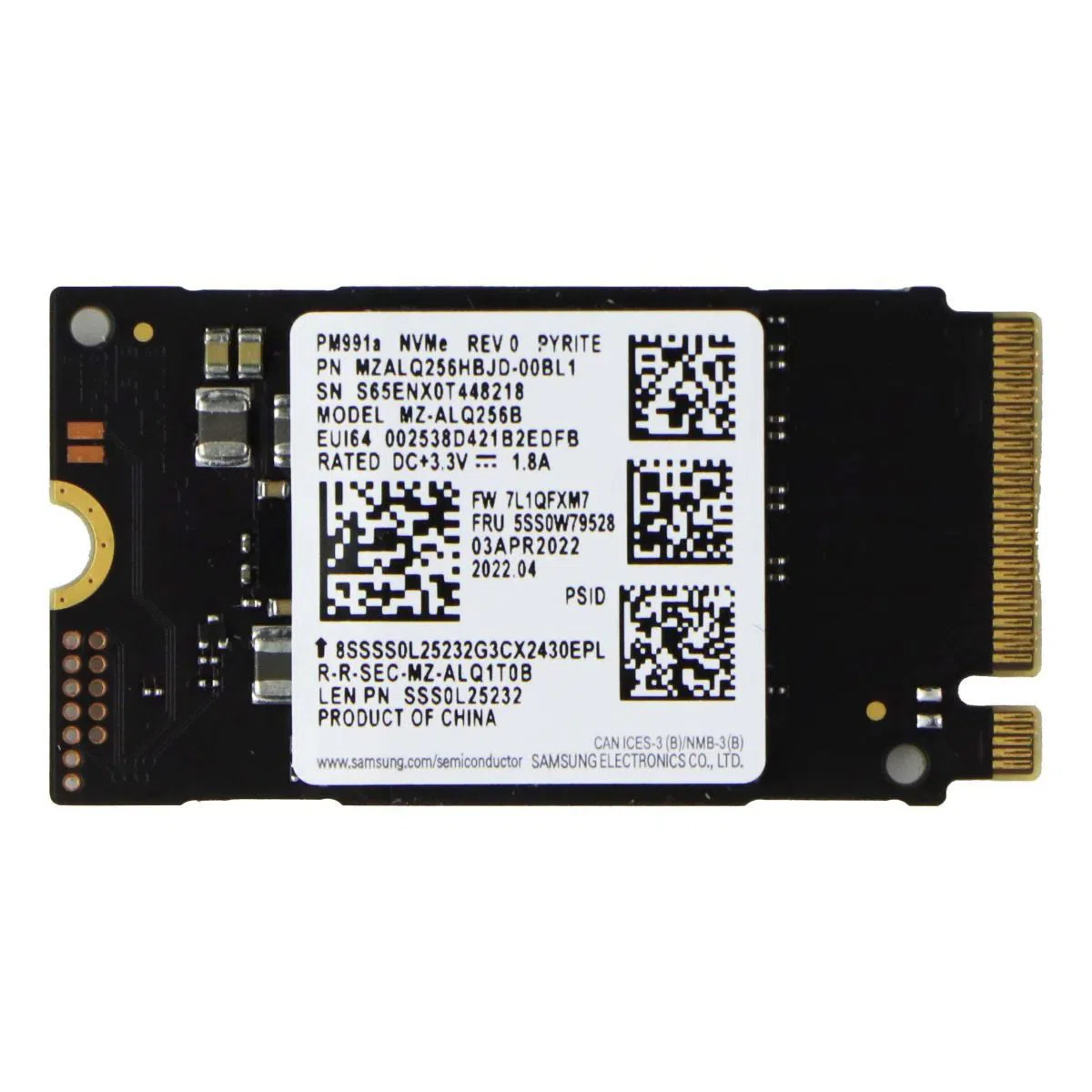 SSD Samsung 256GB M.2 2242 NVME PCIe Gen3x4 SSD