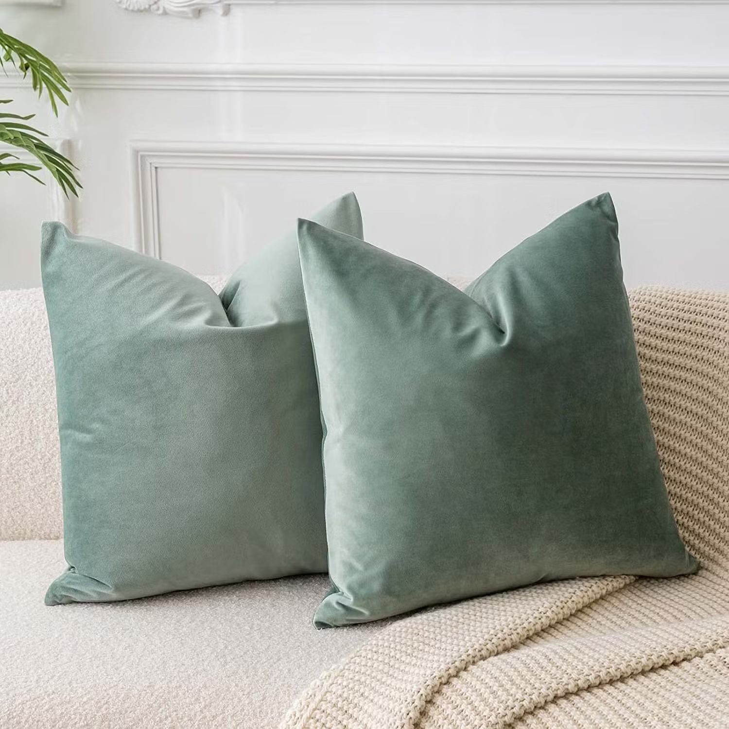 Gối trang trí vuông nhung sang trọng cho ghế sofa