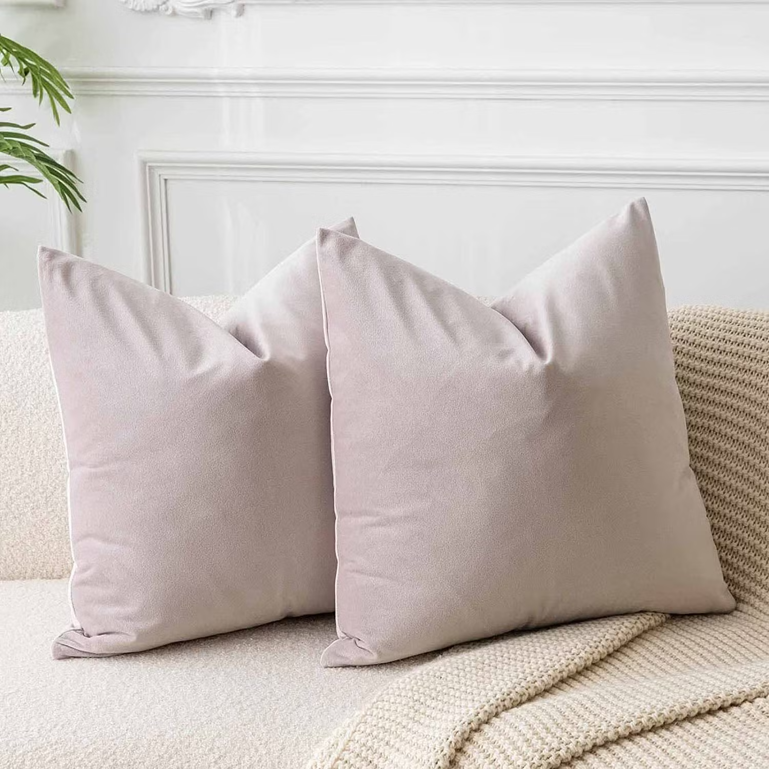 Gối trang trí vuông nhung sang trọng cho ghế sofa