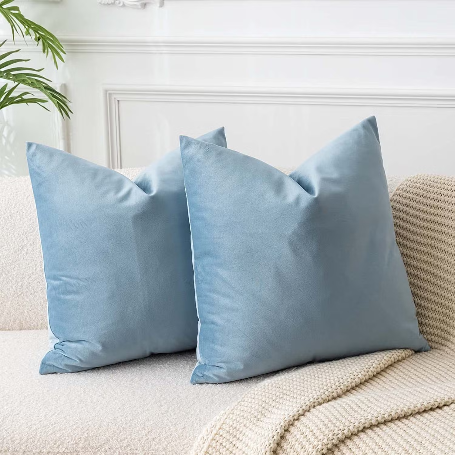 Gối trang trí vuông nhung sang trọng cho ghế sofa