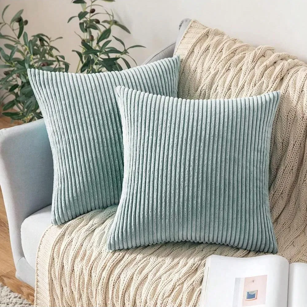 Gối sofa/giường đơn giản bằng vải nhung kẻ sọc dọc