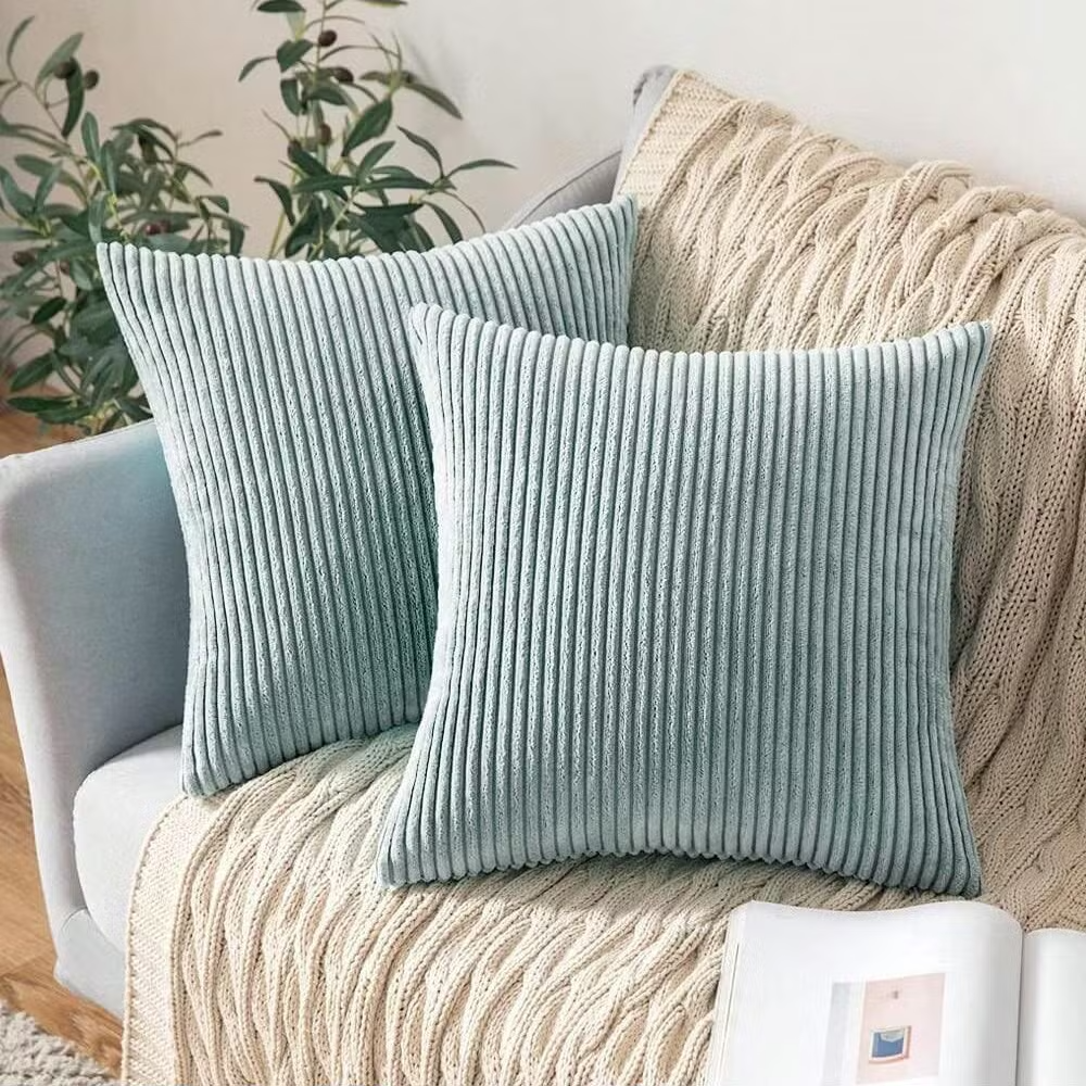 Gối sofa/giường đơn giản bằng vải nhung kẻ sọc dọc