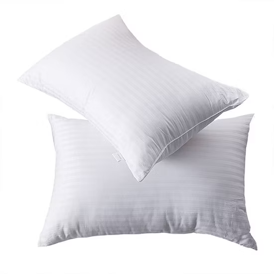 Gối ngủ kẻ sọc bằng vải microfiber màu trắng, gối khách sạn