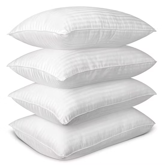 Gối ngủ kẻ sọc bằng vải microfiber màu trắng, gối khách sạn
