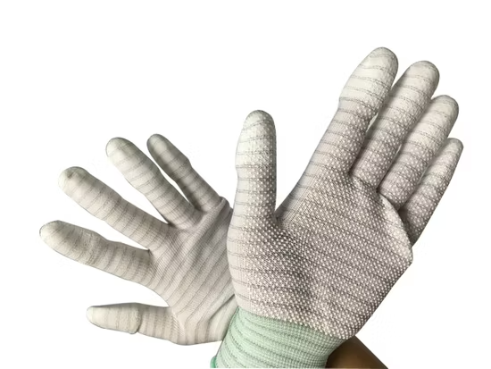 Găng tay lao động phòng sạch bằng nylon phủ PU ở lòng bàn tay