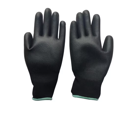 Găng tay nylon phủ PU màu đen dùng trong công nghiệp