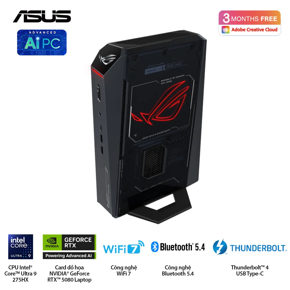 Bộ PC ASUS NUC RNUC15JNK9X489A4 (Intel Core Ultra 9 Processor 275HX/32GB (2x16GB) DDR5-6400/1TB Gen4 NVMe/Wifi7/RTX 5070/Win11H)