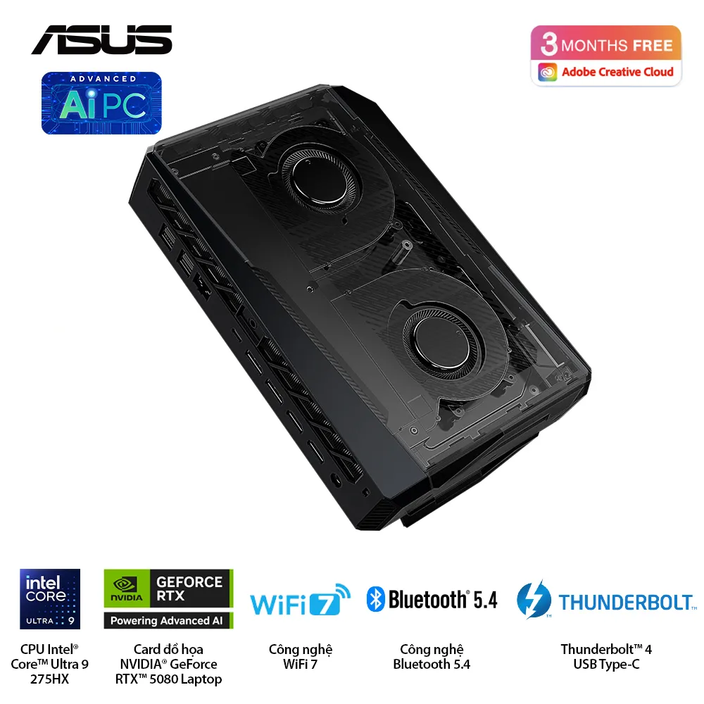 Bộ PC ASUS NUC RNUC15JNK9X489A4 (Intel Core Ultra 9 Processor 275HX/32GB (2x16GB) DDR5-6400/1TB Gen4 NVMe/Wifi7/RTX 5070/Win11H)