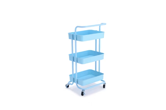 Xe đẩy nhà bếp 3 tầng bằng thép chất lượng cao có tay cầm và giá để đồ