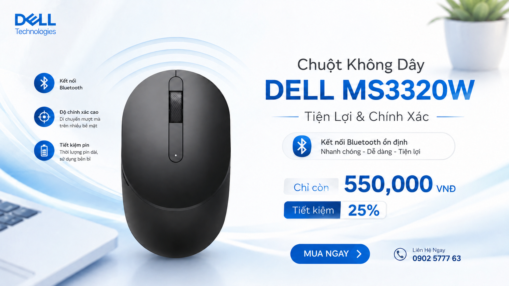 Chuột Không Dây Dell MS3320W
