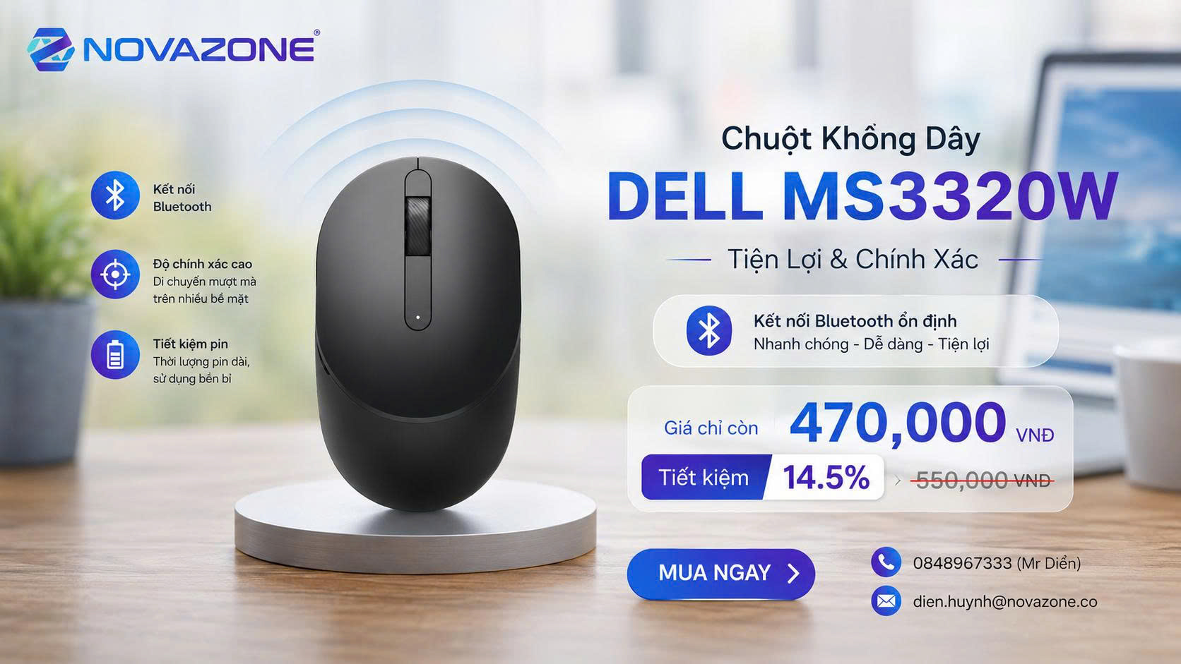 Chuột Không Dây Dell MS3320W